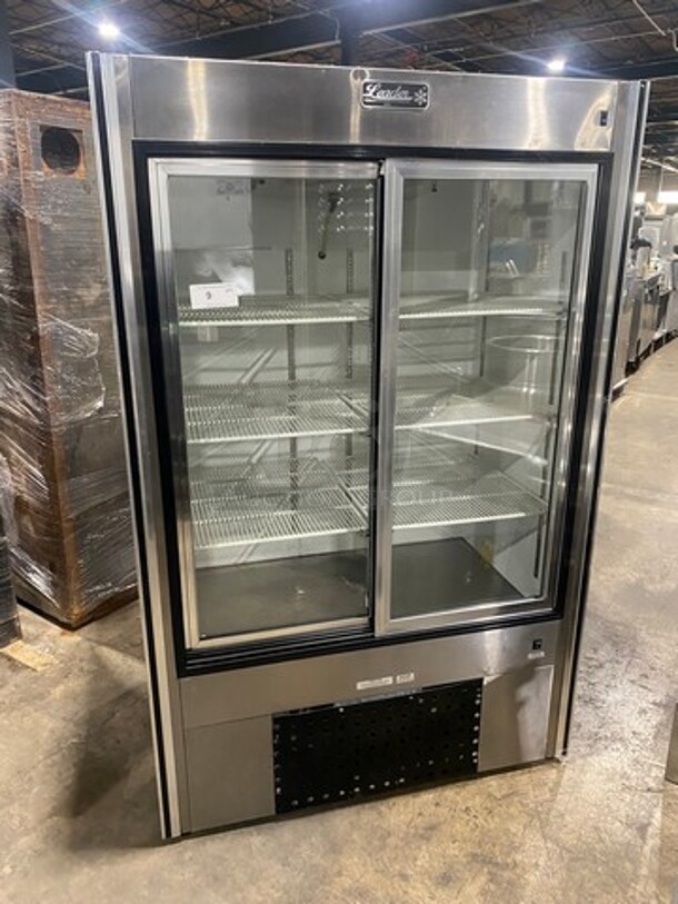 2011 Leader Commercial 2 Door Reach In Cooler Merchandiser! With View Through Doors! With Poly Coated Racks! All Stainless Steel! Model: LS48SC SN: PU11M0069 115V 60HZ 1 Phase