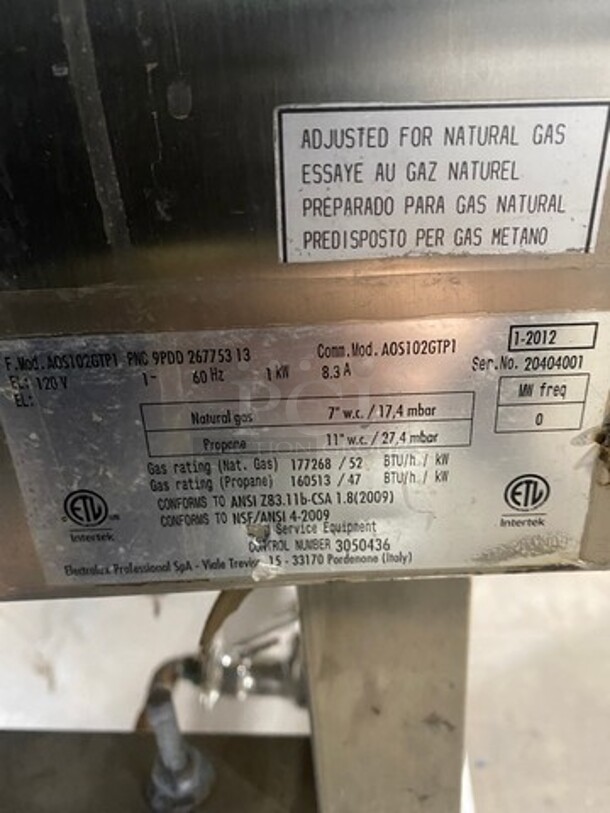 WOW! Electrolux Air-O-Steam Natural Gas Touch Line Combi Convection Oven! With View Through Door! Metal Oven Racks! With Open Underneath Storage Space! All Stainless Steel! On Legs! Model: AOS102GTP1 SN: 20404001 - Image 10 of 12