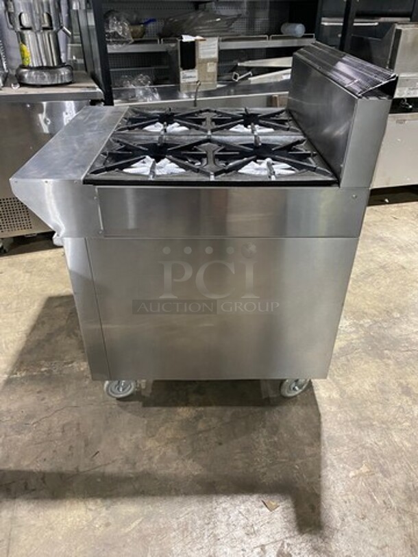 Garland Commercial Natural Gas Powered 4 Burner Stove! With Back Splash! With Oven Underneath! Metal Oven Rack! All Stainless Steel! On Casters! Model: M44R SN: 1601100100589 - Image 3 of 10