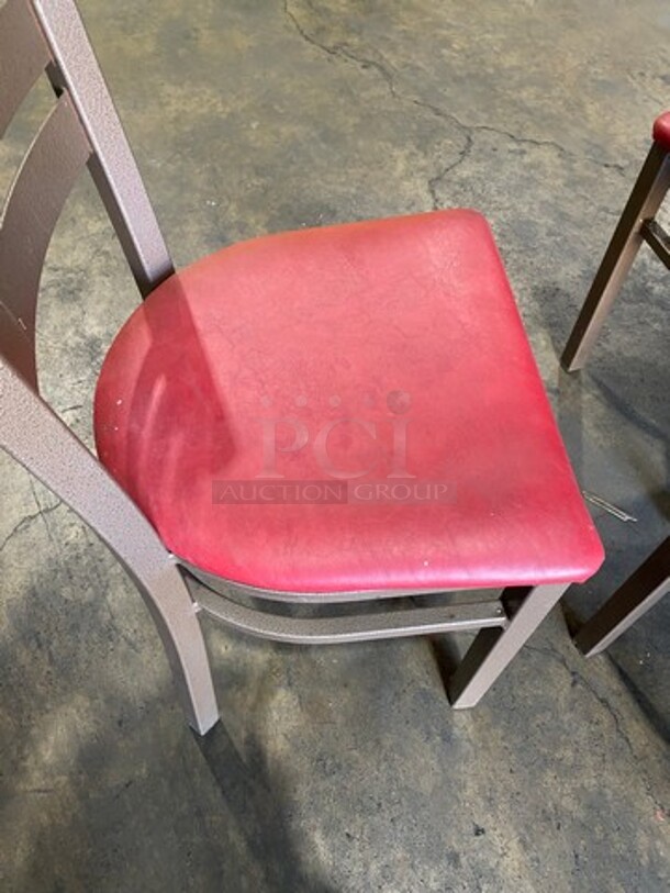 Red Cushioned Chairs! With Brown Metal Body! 5x Your Bid! - Image 4 of 7