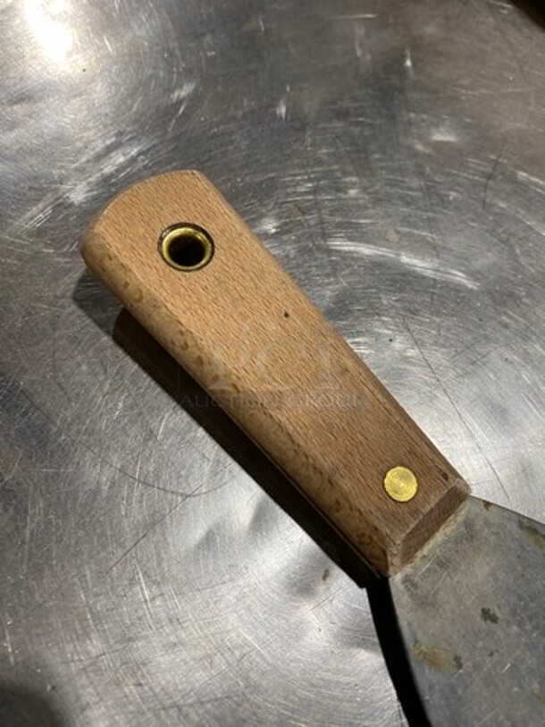 ALL ONE MONEY! Rolled Ice Cream Scraper! Stainless Steel With Wooden Handle! - Image 4 of 4