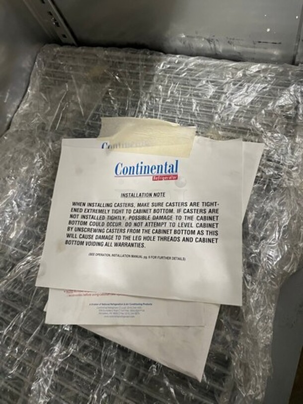 WOW! NEW! Continental 2 Door Half Cooler Half Freezer Combo Unit! With Racks! All Stainless Steel! On Casters! Model: D1RFXSN SN: 16148085 115V 60HZ 1 Phase - Image 7 of 10