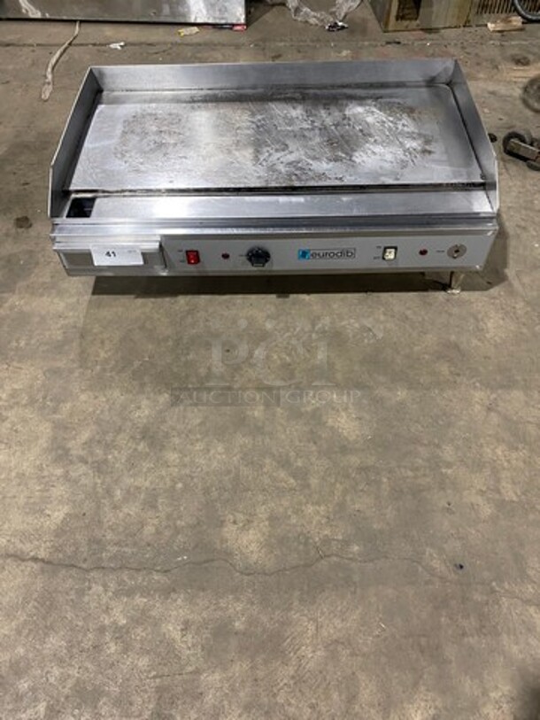 LATE MODEL! 2018 Eurodib Commercial Countertop Electric Powered Flat Griddle! With Back And Side Splashes! All Stainless Steel! On Small Legs! Model: SFE04910240 240V