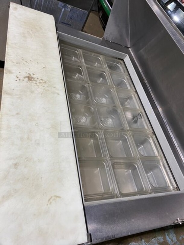 Silver King Commercial Refrigerated Sandwich Prep Table! With 2 Door Storage Space Underneath! All Stainless Steel! On Casters! Model: SKP4818 SN: SACG17549A 115V - Image 8 of 9