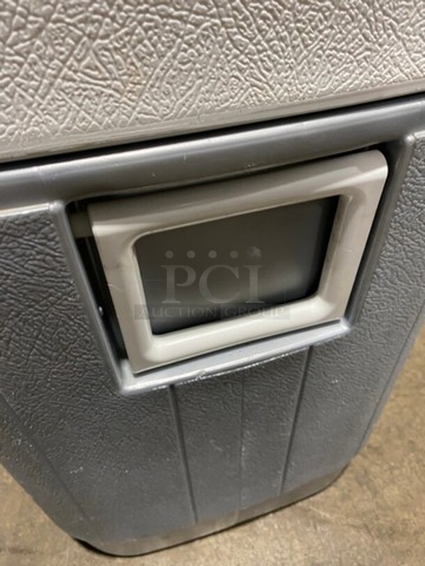 Coleman Grey And White Poly Portable Beverage Cooler! With Lid! With Side Handles! - Image 4 of 6