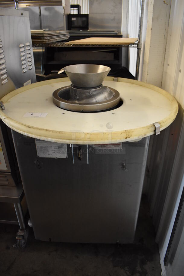 Round O Matic R-900 Stainless Steel Commercial Floor Style Dough Rounder on Commercial Casters. 115 Volts, 1 Phase. 37x37x44. Tested and Working!