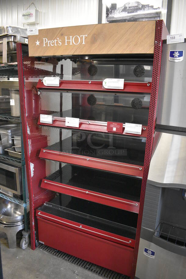 Red Metal Commercial Grab N Go Open Merchandiser on Commercial Casters. 208-240 Volts. 40x35x79