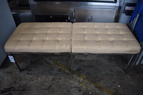Tan Bench on Chrome Finish Frame. 54x20x17