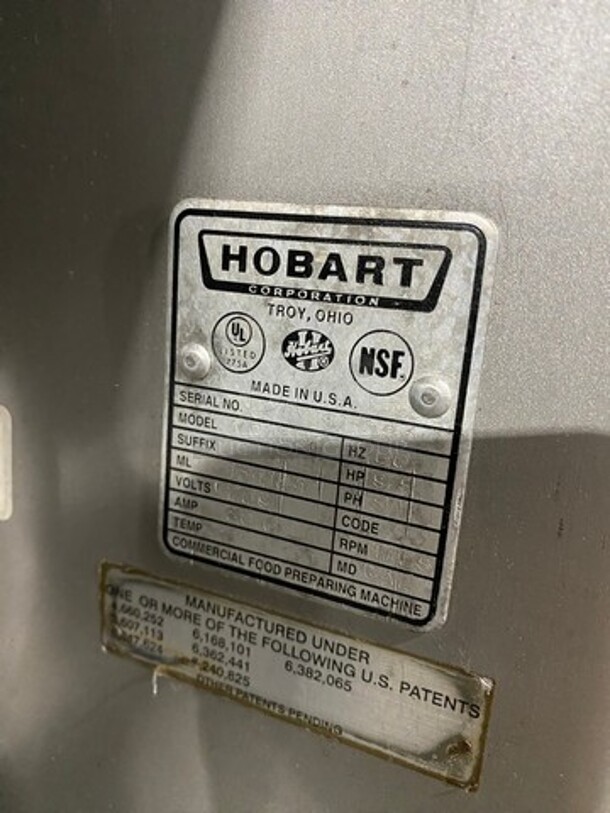 Sweet! Hobart Commercial Floor Style Heavy Duty Meat Grinder/ Meat Mixer! Solid Stainless Steel! On Casters! Working When Removed! Please Call Or Text For Video! Model: MG2032 SN: 271151943 208V 3PH - Image 8 of 9