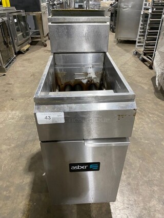 Asber Commercial Natural Gas Powered Deep Fat Fryer! With Backsplash! All Stainless Steel! On Casters!