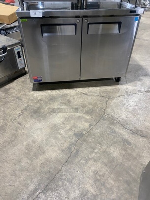 Turbo Air Commercial 2 Door Lowboy/Worktop Freezer! With Poly Coated Racks! All Stainless Steel! On Casters! Model: MUF48 SN: H2KMU4FEY1484 115V 60HZ 1 Phase