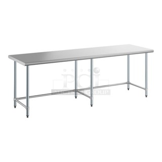 BRAND NEW SCRATCH & DENT! Steelton 30" x 96" 18-Gauge 430 Stainless Steel Open Base Work Table. Tables are fine, Boxes are damaged. 30x96x34 6x Your Bid
