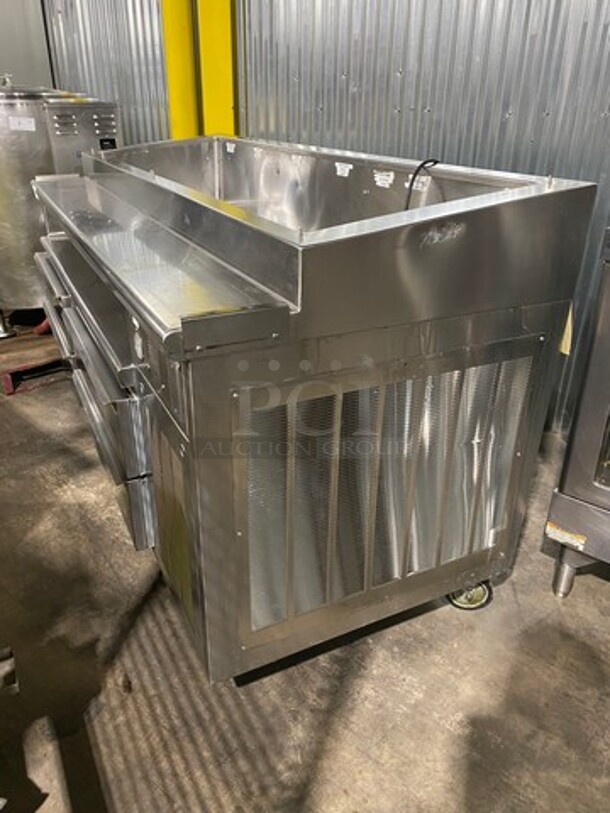 Commercial Refrigerated Pizza Prep Table! With 4 Drawers Storage Space! All Stainless Steel! On Casters! - Image 2 of 11