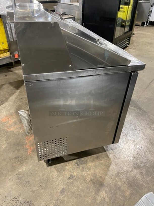 True Commercial Refrigerated Sandwich Prep Table! With 3 Door Storage Space Underneath! Poly Coated Racks! All Stainless Steel! On Casters! Model: TSSU7218 SN: 14477571! 115V 60HZ 1 Phase! - Image 3 of 9