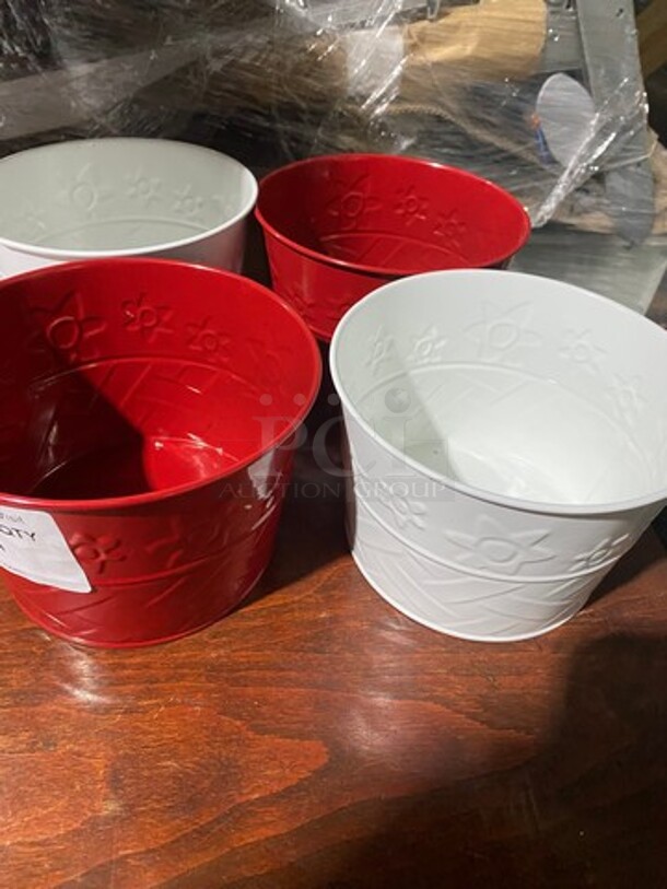 Edible Arrangements Round Metal Multi-Purpose Containers! Good For Decor/ Arrangements! 4x Your Bid! - Image 4 of 6