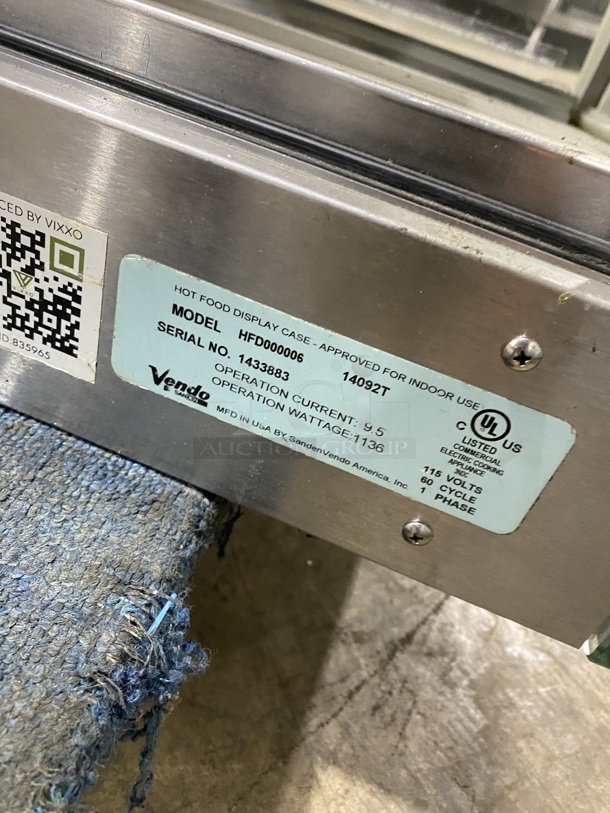  Vendo HFD000006 Serial 1433883! Stainless Steel Commercial Countertop Hot Food Display Show Case Merchandiser! Electric Powered! 115 Volts, 1 Phase! - Image 6 of 8