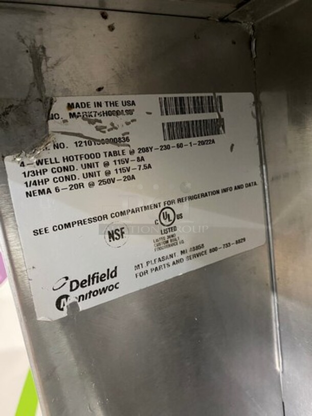 WOW! UNIQUE FIND! Delfield Manitowoc Commercial Custom-Made Half Cold Pan Half Steam Table Food Serving Station! Cold Pan Has 2 Door Refrigerated Storage Space Underneath! Steam Table Has Shelf Storage Space Underneath! All Stainless Steel! - Image 11 of 12
