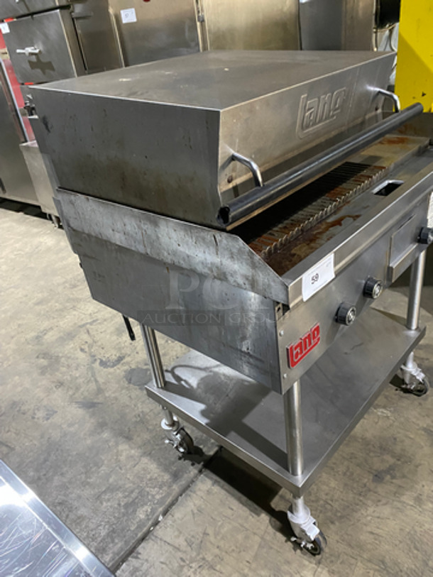 NICE! Lang Natural Gas Powered Groove Panini Style Grill/Flat Griddle Combo! With Underneath Storage Space! All Stainless Steel! On Casters! Model: GGB36TIB SN: D99475 - Image 2 of 11