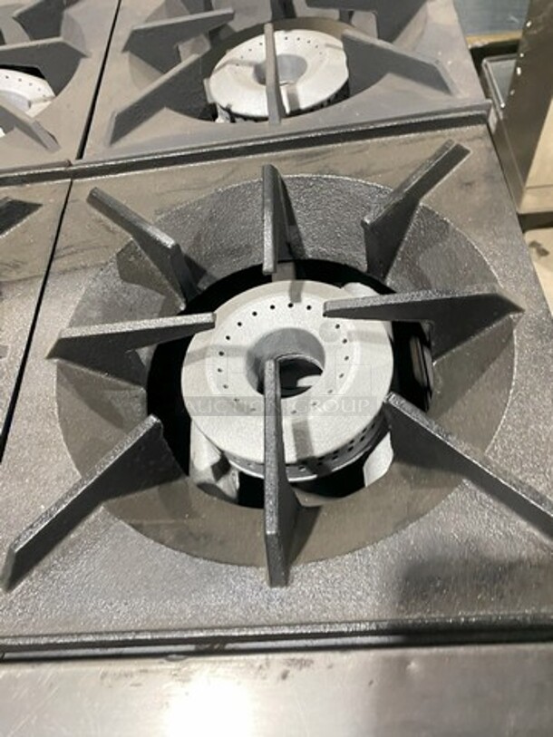 Nice! 2016 Therma Tek Natural Gas Powered 6 Burner Range! With Full Size Oven Underneath! With Raised Back Splash! Model TMD36-6-1N! On Commercial Casters! Working When Removed!  - Image 6 of 9