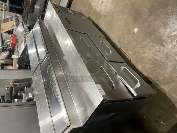 Randell Commercial Refrigerated Pizza Prep Table! With 4 Drawer & Single Door Refrigerated Storage Space Underneath! All Stainless Steel! Model 8383N Serial W27312911! 115V 1Phase! On Casters! - Image 12 of 12