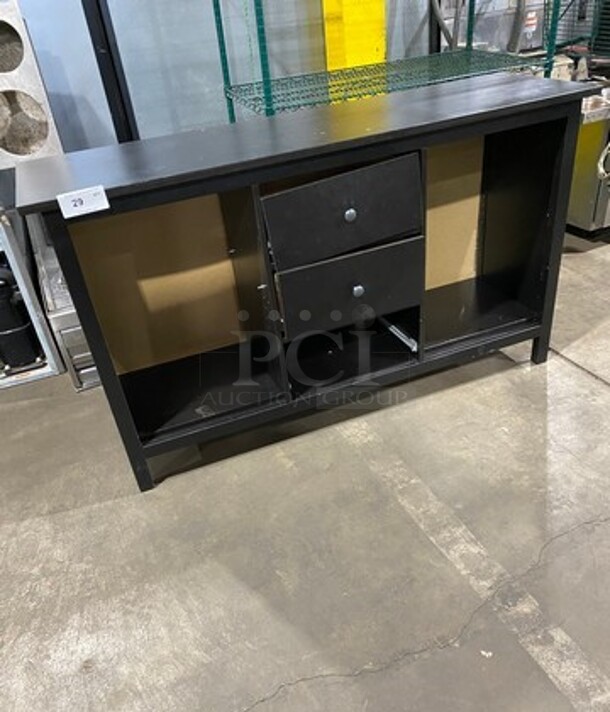 Black Wooden Storage Space Desk! On Legs! - Image 1 of 8