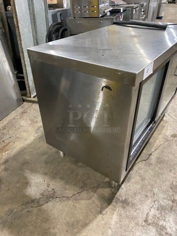 Commercial 2 Sliding Door Back Bar Cooler! With View Through Doors! Metal Rack! Remote Compressor! All Stainless Steel! On Legs! - Image 2 of 9