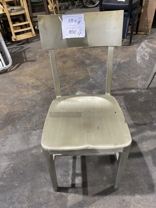 Nice! Brushed Nickel Look Metal Dinning Chairs! 4 X Your Bid! 