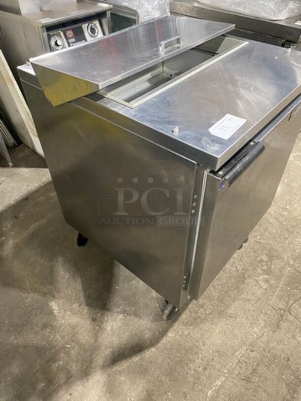 Beverage Air Commercial Refrigerated Sandwich Prep Table! With Single Door Storage Space Underneath! All Stainless Steel! On Casters! Model: SP27 115V 60HZ 1 Phase - Image 2 of 9