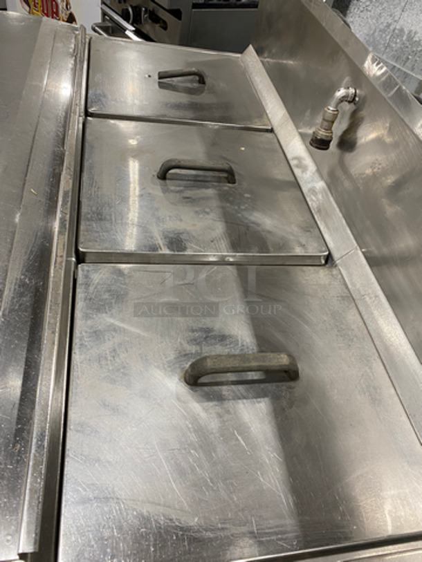 WOW! Henny Penny Commercial Electric Powered 3 Bay Open Fryer! With Fryer Covers! With Backsplash! All Stainless Steel! On Casters! - Image 5 of 9