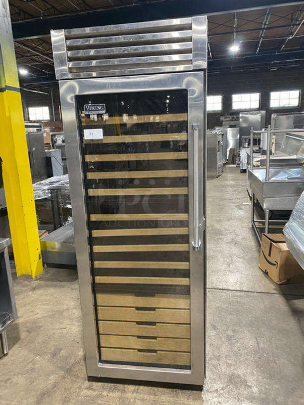 NICE! Viking Professional Single Door Built In Wine Chiller/Cooler! With View Through Door! With Wine Racks! All Stainless Steel! 115V 60HZ 1 Phase