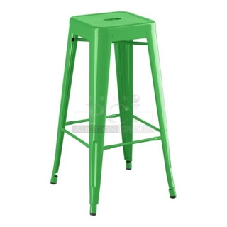 BRAND NEW SCRATCH & DENT! Lancaster Table & Seating Alloy Series Jade Green Outdoor Backless Barstool 4x Your Bid. 