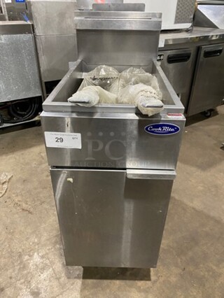 Cook Rite Commercial Natural Gas Powered Deep Fat Fryer! With Backsplash! With 2 Metal Frying Baskets! All Stainless Steel! On Legs! Model: ATFS40