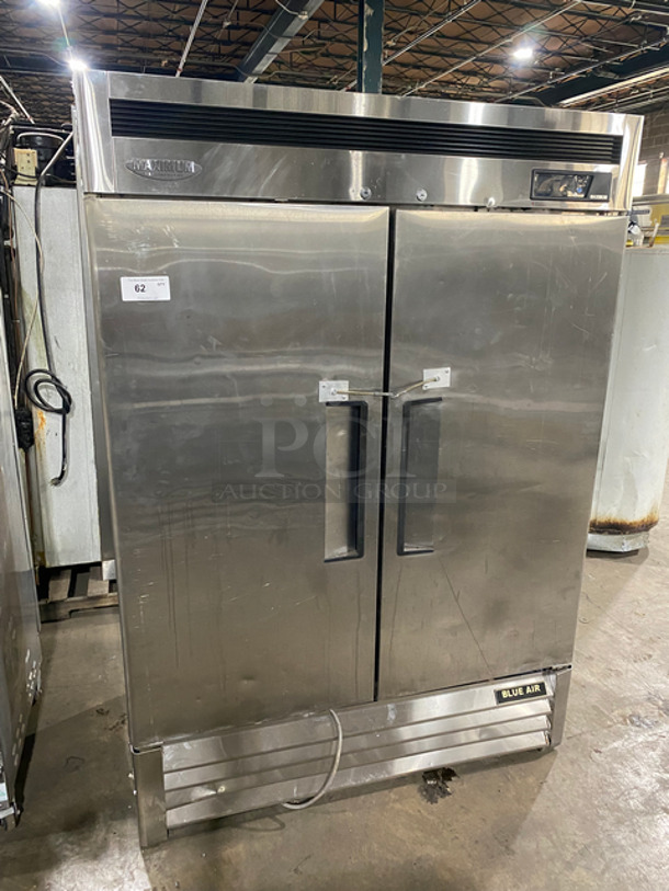 COOL! Turbo Air Commercial 2 Door Reach In Cooler! All Stainless Steel! NOT TESTED! Model: MSR49NM SN: NR49310084 110/120V 60HZ 1 Phase