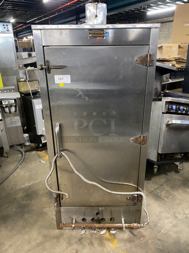Commercial Single Door Natural Gas Powered Smoker! All Stainless Steel! - Image 1 of 9