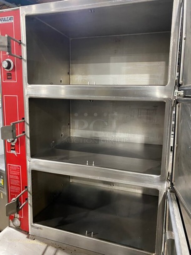 Vulcan Commercial Triple Deck Pressure Steam Cooker! All Stainless Steel! On Legs! Model: VHL3G SN: 271155958! 120V 60HZ 1 Phase!
 - Image 5 of 11