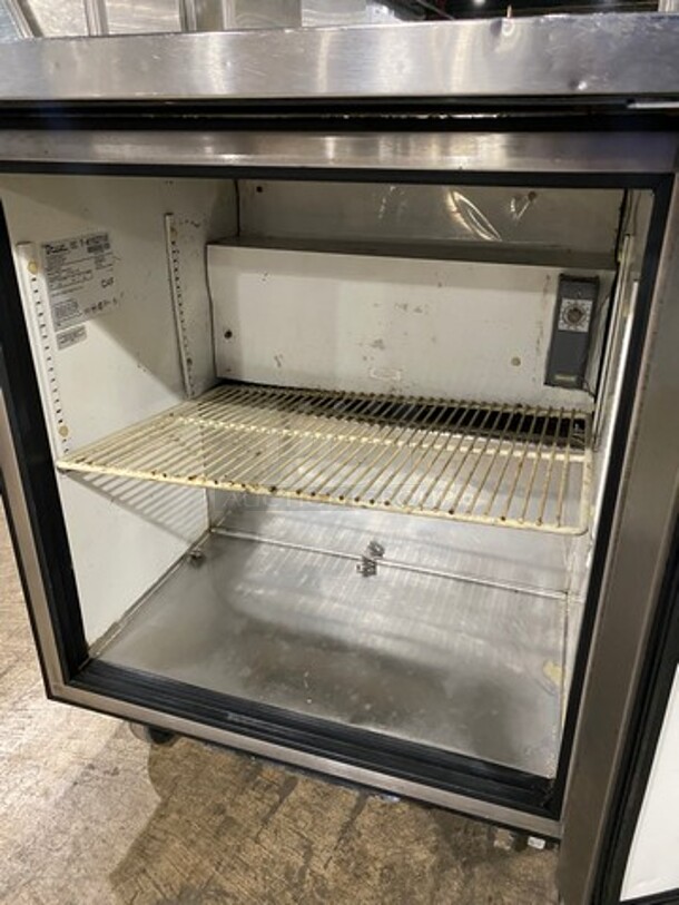 True Commercial Single Door Refrigerated Lowboy/ Worktop Cooler! With Double Overhead Shelf! All Stainless Steel! On Casters! Model: TUC27 SN: 14192705 115V 60HZ 1 Phase - Image 6 of 9