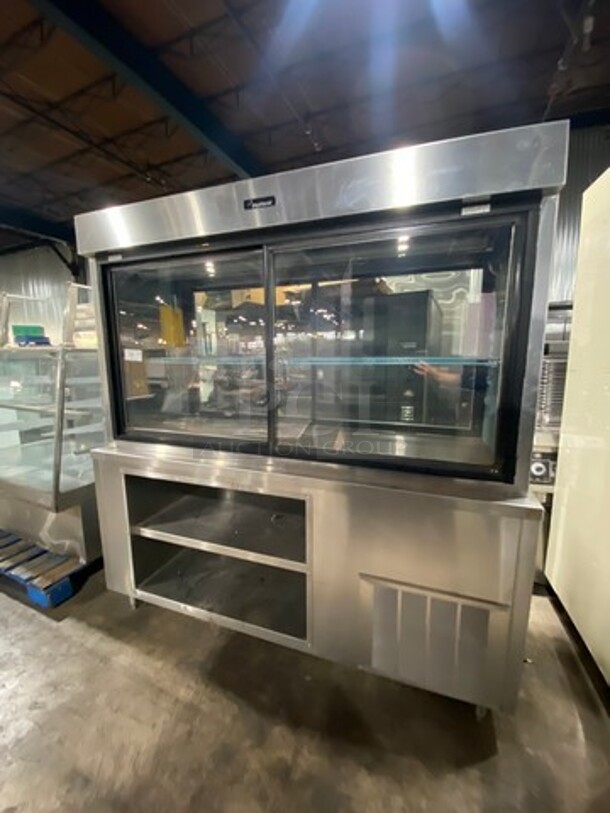 2004 Delfield Commercial Pass-Through Refrigerated Display Case Merchandiser! With Storage Space Underneath! Stainless Steel! On Legs! Model: 5PC72N SN: 0402036000912M 120V 60HZ 1 Phase