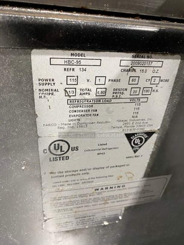 Migali Commercial Bar Back Beer Bottle Cooler! With 3 Sliding Stainless Steel Top Doors! Model: HBC95 SN: 2009020157 115V 1 Phase - Image 8 of 9