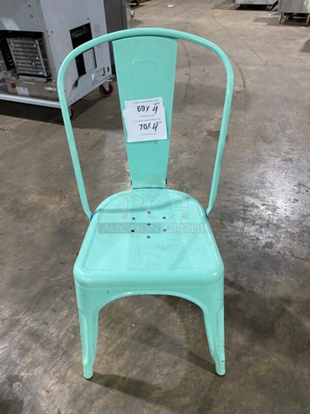 Light Blue Coated Tolix Style Metal Chairs! 4x Your Bid!