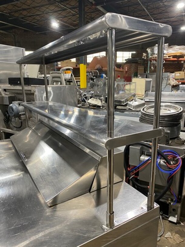 Nice! Continental Refrigerated Bain Marie/Sandwich Prep Table! With 3 Door Undder Storage! With Double Overhead Shelves! Model CRA60-12 Serial 157A5975! 115V 1 Phase! On Casters!  - Image 9 of 10