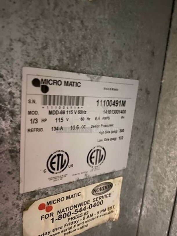 Micro Matic Commercial Refrigerated Dual Tower Kegerator! With 2 Door Storage Space Underneath! NO TOWERS! Model: MDD68 SN: 11100491M 115V 60HZ 1 Phase - Image 7 of 8