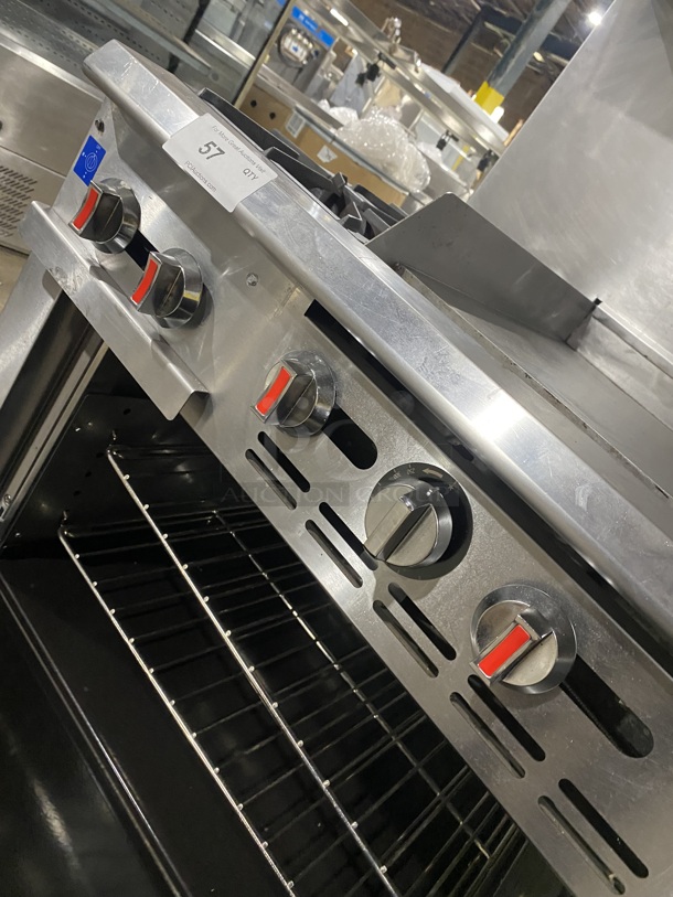 Cookline Stainless Steel Commercial Natural Gas Powered 2 Burner Range w/ Right Side Flat Top Griddle! With Oven And Back Splash! On Commercial Casters! - Image 9 of 11
