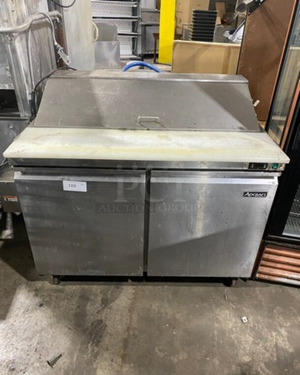 Adcraft Commercial Refrigerated Sandwich Prep Table! With Commercial Cutting Board! With 2 Door Underneath Storage Space! All Stainless Steel! On Casters! Model: SL2D SN: 6012426511030643 115V - Image 1 of 9
