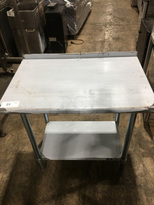 NEW! Gridmann Commercial Worktop Table! With Back Splash! With Storage Space Underneath! Solid Stainless Steel On Legs! - Image 2 of 7