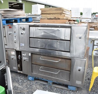 2 Morello Stainless Steel Commercial Natural Gas Powered Single Deck Pizza Ovens w/ Cooking Stones. 2 Times Your Bid!