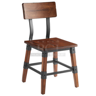 16 BRAND NEW SCRATCH AND DENT! Lancaster Table & Seating 164CINDWALAN Rustic Industrial Dining Side Chair with Antique Walnut Finish. 16 Times Your Bid!