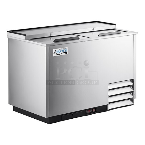 BRAND NEW SCRATCH AND DENT! 2023 Avantco 178GF50HCS Stainless Steel Commercial Back Bar Bottle Cooler w/ 2 Sliding Lids. 115 Volt, 1 Phase. Tested and Working!