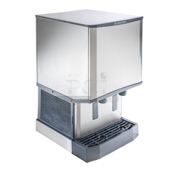 BRAND NEW SCRATCH AND DENT! 2022 Scotsman HID540A-1A Stainless Steel Commercial Meridian Countertop Ice Machine and Water Dispenser - 40 lb. Bin Storage. 115 Volts, 1 Phase.