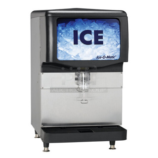 BRAND NEW SCRATCH AND DENT! Ice-O-Matic IOD150 Metal Commercial Countertop 22" Wide Countertop Ice Dispenser 150 lb. Capacity. 115 Volts, 1 Phase. 