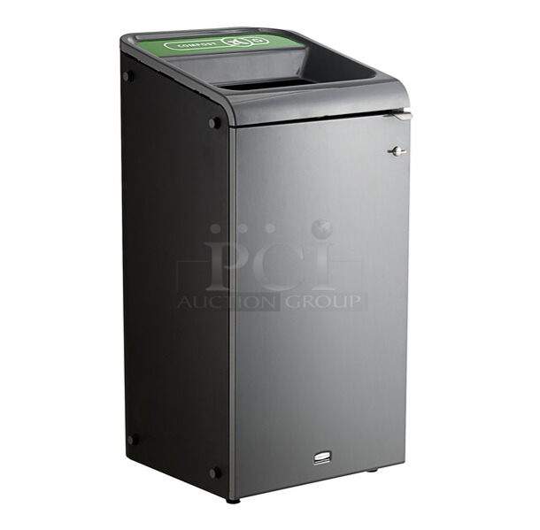 BRAND NEW SCRATCH AND DENT! Rubbermaid 6901961627GS  Configure 23 Gallon Stenni Gray 1 Stream Organic Waste Square Indoor Recycling Container - Image 1 of 5